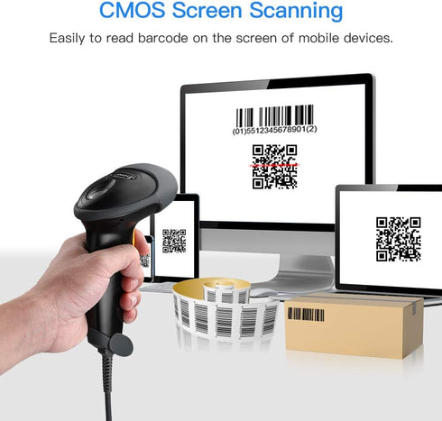 Eyoyo EYH2 2D PDF417 Handheld USB Barcode Scanner, Wired Automatic QR Code Scanner Data Matrix Bar Code Reader