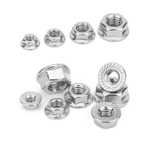 M8 x 1.25mm Serrated Flange Hex Lock Nuts, SpzcdZa 25pcs 304 Stainless Steel Metric Hex Flange Lock Nuts