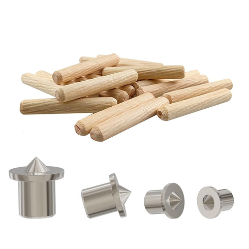 8PCS Drill Center for Dowel and Tenon, Chrome Plated Steel Woodworking Doweling Centering Transfer Plugs