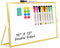 Magnetic Dry Erase White Board, 16" x 12" Double-Sided with Golden Aluminum Frame, Portable Small Set