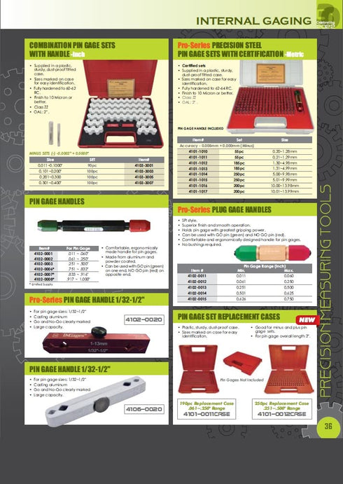 HHIP 4101-0010 (M0-) Pin Gage Set (0.011" - 0.060"), 50 Piece