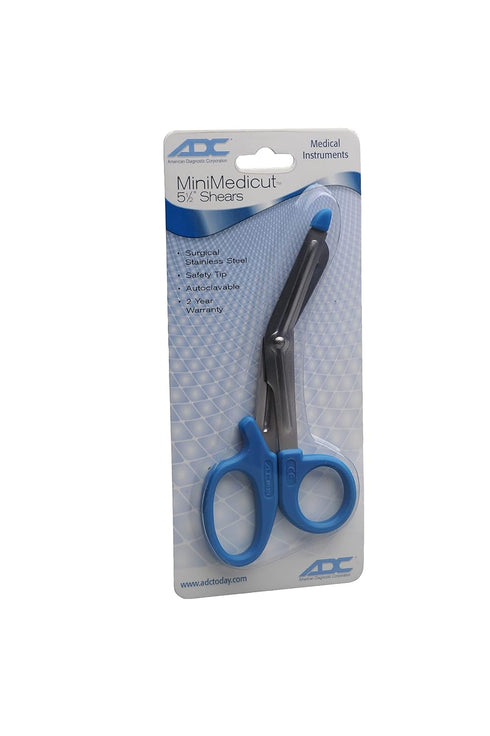 321 5.5" ADC MiniMedicut Nurse Shears, Stainless Steel with Safety Tip, Length, Autism Awareness Puzzle Pieces Print