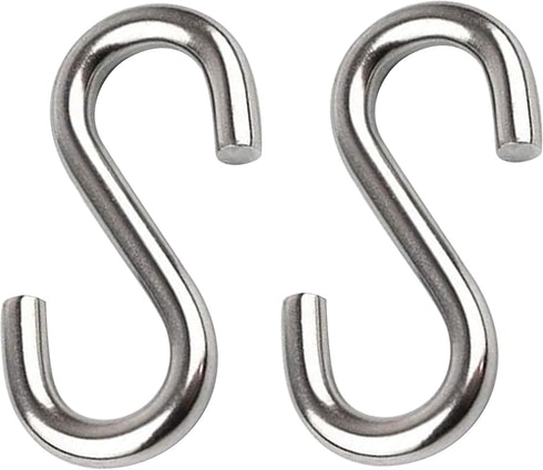 2 Pack 3.3-Inch Heavy Duty S Hooks, 304 Stainless Steel Hammock Hooks with Maximum Load Capacity of 557 lbs
