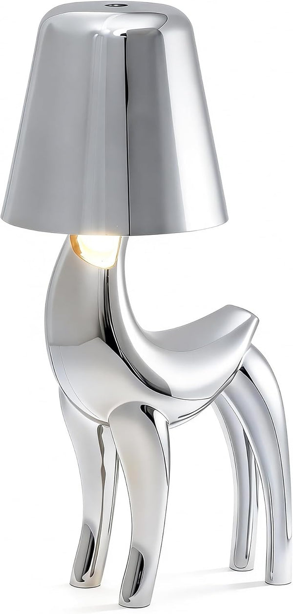 WAJIAWAQIAO Chrome Silver Deer Desk Lamp - Cordless LED Table Lamp with Touch