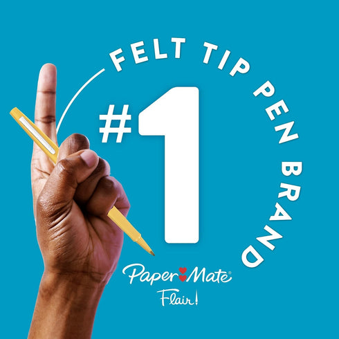 Paper Mate Flair Medium Felt Tip Stick Pen, Blue Ink, .7mm, Dozen