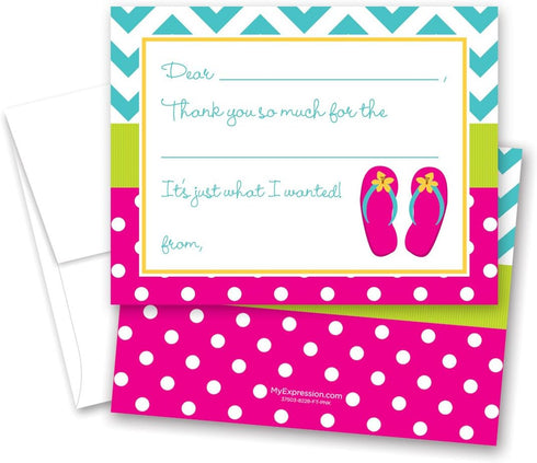 MyExpression.com 20 Pink Sandals Flip Flops Kids Thank You Cards