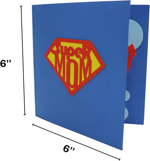 CUTE POPUP Supermom 3D Pop Up Card, Premium Handcrafted Gift for Mom, Birthday, Women’s Day, Any Occasion