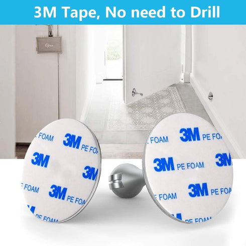 WINONLY 4 Pack Magnetic Door Stopper - Stainless Steel, No Drilling, Stronger Mount for Wide Doors