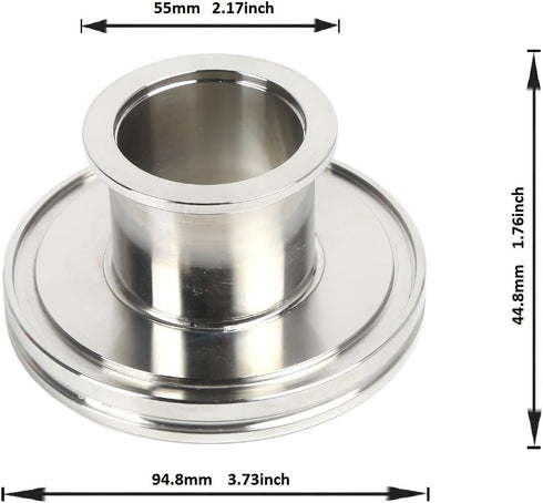 SS304 Straight Reducer Adapter, ISO-LF NW63 Flange to ISO-KF NW40 Stainless Steel 304 Tubulated Adapter