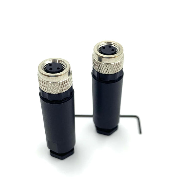 2Pcs M8 3 Pin Female Circular Connector, Field Assembly Wireable Sensor Adapter, IP67 Waterproof