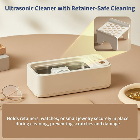 4 47KHz Nkove Ultrasonic Jewelry Cleaner with Retainer-Safe Tray, Timer Modes, Ultrasonic Cleaner Machine for Jewelry