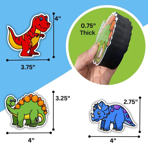 Magnetic Dry Erase Eraser Set - 3 Pack Cute Dinosaurs for Kids and Classroom Board Accessories