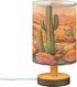 ARGTILDN Cactus Flowers Desert LED Table Lamp for Bedroom Bedside Lamp with USB Charging Ports Decor Nightstand