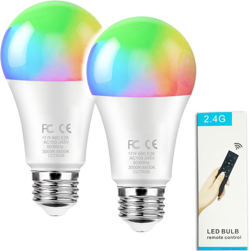 GRV 12W A60 Smart LED Light Bulb with a 2.4GHz Remote Control,RGBCW