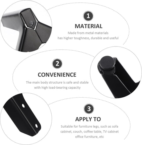 NESTINGHO 4pcs 100mm Metal Furniture Support Feet Triangle Sofa Cabinet Legs for Dresser Bedside Table with Matte Black