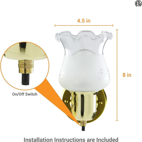 4.5 Inch 60W E26 (Bulb Diodesy- Vintage Wall Sconce Tulip Glass Shade Fixture Max Socket Not Included) Modern Flower
