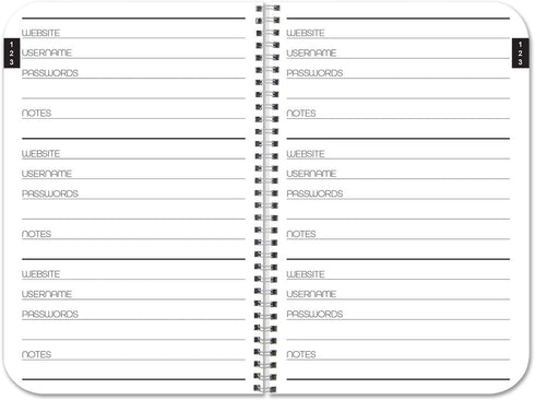 BookFactory Password Book Organizer, 120 Pages, 3.5'' x 5.25'', Thick Translucent Cover, Wire-O Binding