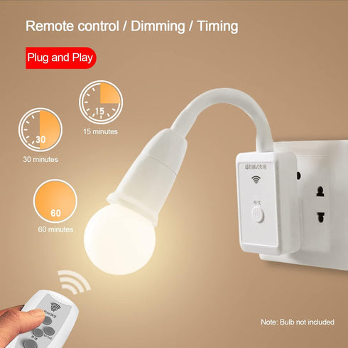 E26/E27 360 Bulb 1 Bulb) Smart Remote Plug in Light Socket Flexible Rotatable LED Light Extension Socket with Switch