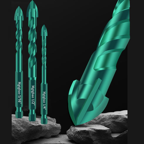 Mgtgbao 5pc 10MM Masonry Drill Bits, 3/8” Concrete Drill Bit Set for Tile, Brick, Plastic, Wood, Tungsten Carbide