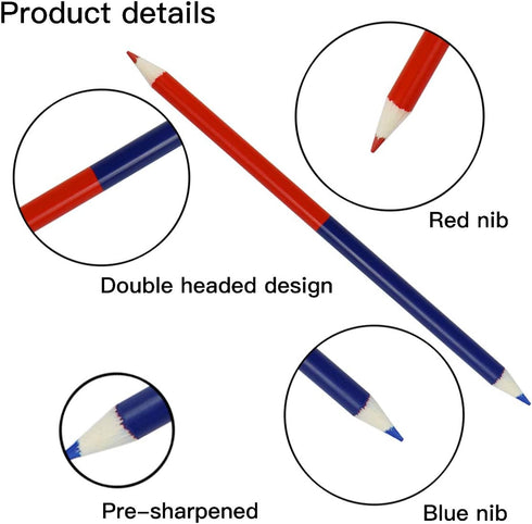 Checking Pencils, Red and Blue Erasable Pencils, Pre-Sharpened #2 HB for Grading (24 Pieces)