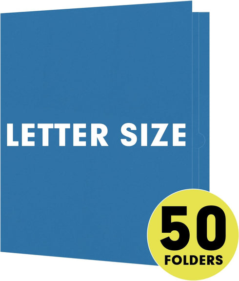 RAZCC Two Pocket Folders, 50 Pack, Fit Letter Size Paper, Paper Folders with Pockets for School Office