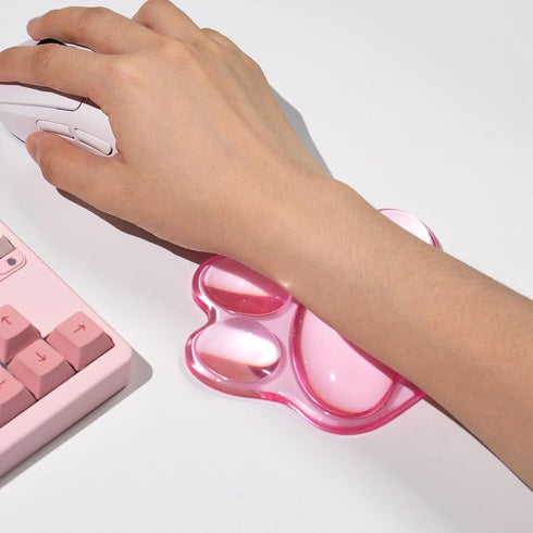 Hunfuthr Cat Paw Mouse Wrist Rest, Pink Gel Clear Mouse Wrist Support Pad, Cute Ergonomic Wrist Cushion for Mouse, Soft