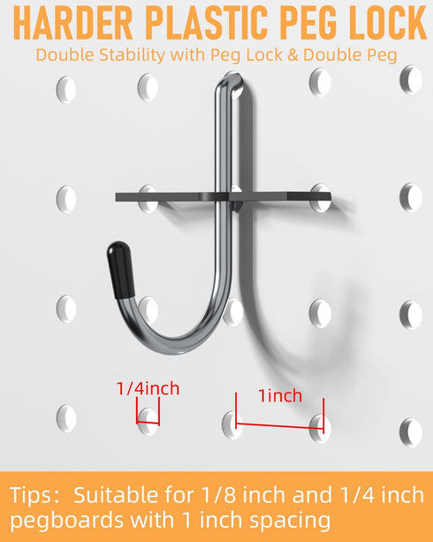 INCLY Pegboard Hooks Set, 206PCS Heavy Duty Peg Hook Hanger & Holder for 1/4 1/8 Inch Pegboard