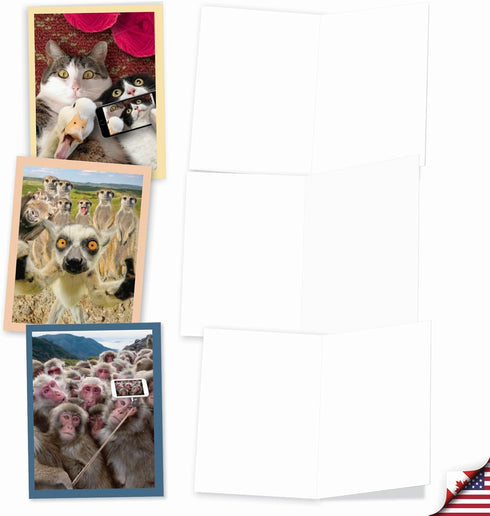 The Best Card Company - 20 Blank Note Cards with Envelopes (4 x 5.12 Inch) - Animal Card Assortment (10 Designs, 2 Each)