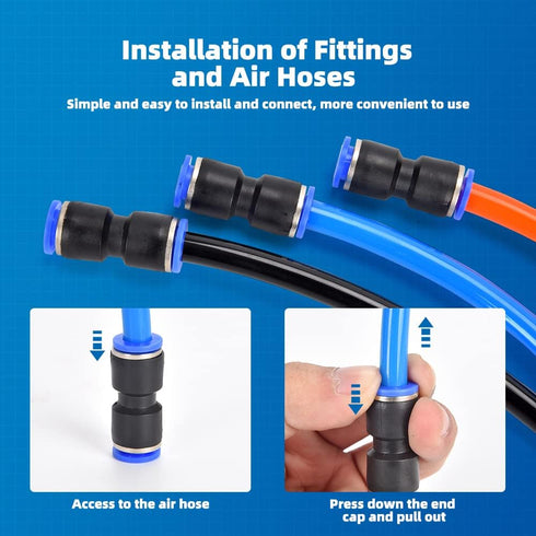 60Pcs Quick Connect Air Hose Fittings Kit for 5/32 1/4 5/16 3/8 1/2 inch Quick Release Pneumatic Push