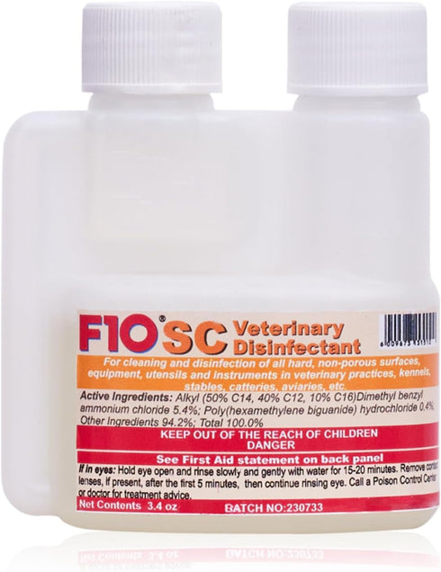 F10 SC Concentrated Veterinary Disinfectant & Cleaner for Kennels, Litter Box, Cage, Terrariums, Vet Practices, 100 ml