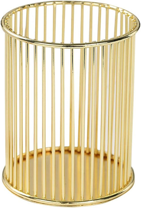Gold Metal Pen Holder for Desk, Makeup Brushes Cup, Pencil Holders, Office & Home Organizer