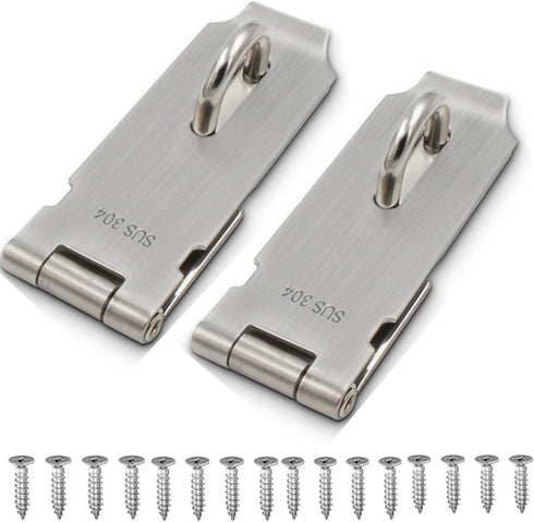 SZHDX Door Locks Hasp Latch, 5 Inch 304 Stainless Steel Safety Packlock Clasp, 2 Pack