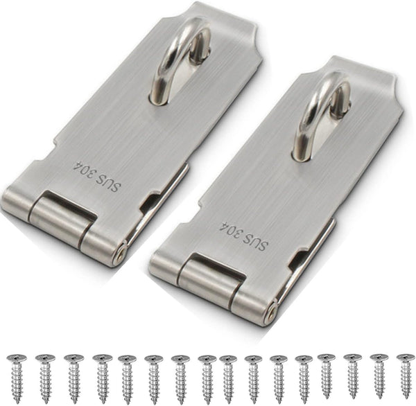 SZHDX Door Locks Hasp Latch, 5 Inch 304 Stainless Steel Safety Packlock Clasp, 2 Pack