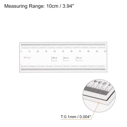 Film Flexible Ruler 10cm 0.1mm Scale with R Angle PET Plastic Folding Straight Ruler Calibration Soft Ruler Measuring Tool for Factory, Transparent