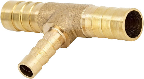 Metalwork Brass Reducing Hose Barb Splice T-Fitting, 3/8" x 5/16" x 3/8" Barbed (Pack of 2)