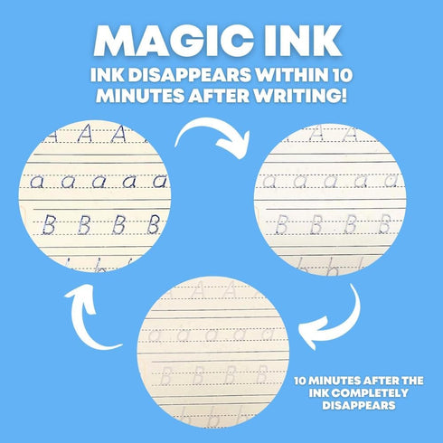 Groovd Set, 4 3-8) Children's Magic Copybooks - Reusable Grooved Writing Books for Kids - Handwriting Practice