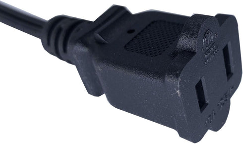 Short Extension Cord 2 Foot, 18 AWG Small 2 Prong Power Cable, Black Male to Female Outlet Saver for Indoor Use
