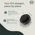 EVI Wall/Handle Adhesive Doorstop, 0.9'' X 0.55'' Black Rubber with V2A Stainless Steel, Includes Screw + Clamping