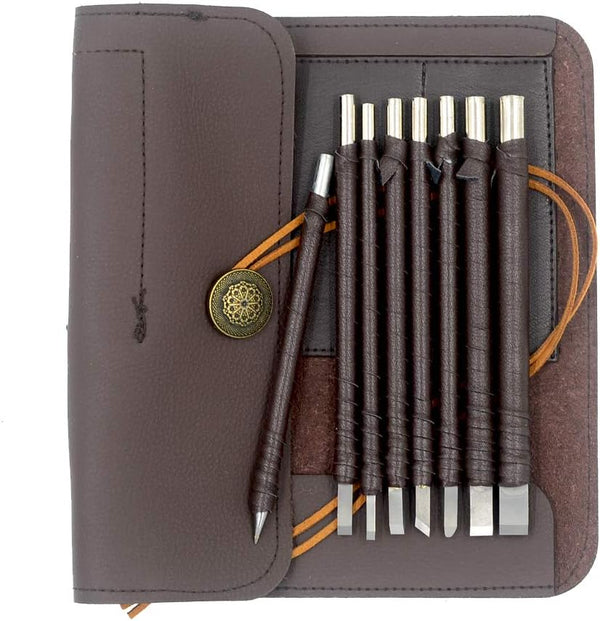 8pcs Tungsten Steel Soft Limestone and SlateStone Alabaster Carving Kit, Engraving Blade Chisel Tool Set