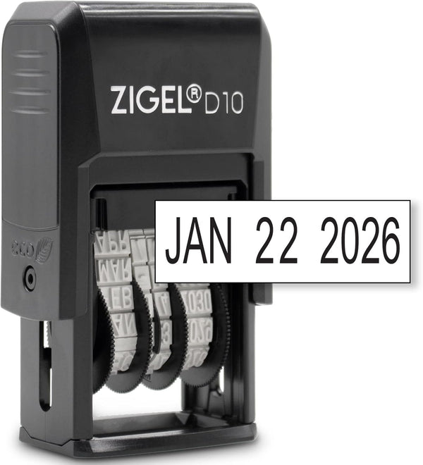 ZIGEL D10 Office Date Stamp - Self Inking Black Date Stamp