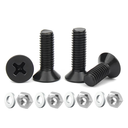 YiKaiEn 20-Pack Set Countersunk 304 Screw and Nut for D-Series Panel Mount with Custom Nylon Washer, Black Phillips