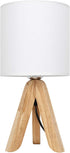 HAITRAL Small Bedside Table Lamp - Wooden Tripod Nightstand Lamp for Bedroom, Living Room, Office, Farmhouse, Home