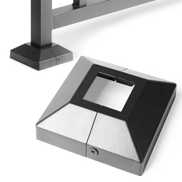 1.5" Post Base Cover, Split Type Post Skirt for Indoor/Outdoor Iron Deck Railing (1Pack-Black)