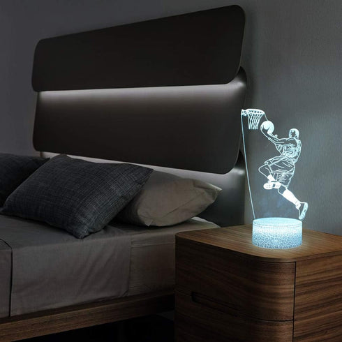 3D Basketball Man Lamp Night Light with Remote & Touch Control,Brightness Adjusted,USB & Batteries Powered,Boys Girls