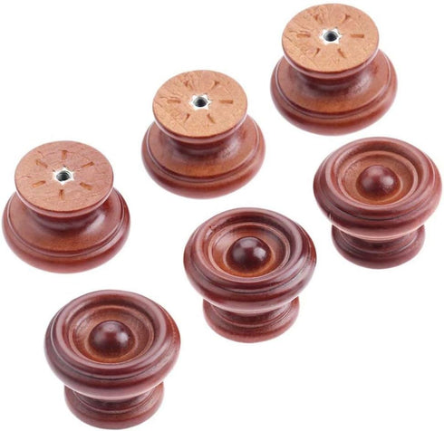 DubMag 6PCS (37x26mm) Wooden Door knobsDrawer knobs Farmhouse Style Wooden Knobs Wood Drawer Shoe Cabinet Bedside Table