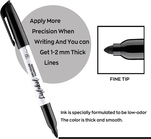 Pack 144 Dry Erase Markers with Fine Tip, Bulk of with Black, Whiteboard Markers Bulk with Low Odor, Office Supplies