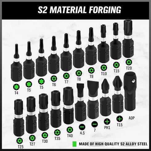 SWANLAKE 20PCS Tamper Resistant Star Bit Set,Torx Bit Set, Impact Grade Security Torx Bit Set,1/4-inch Hex Shank, S2 Alloy Steel, T4-T40 by SWANLAKE GARDEN TOOLS