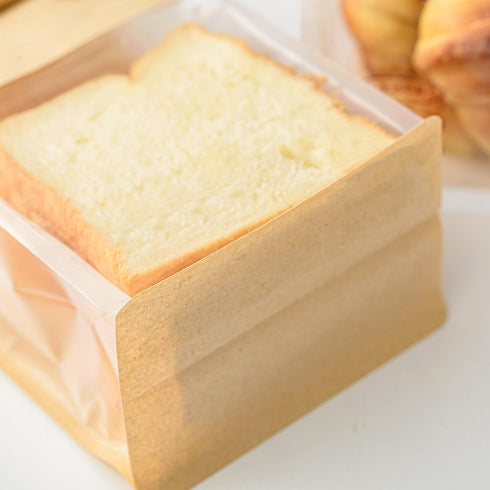 Roppolo 50 3.9 Inch Packing Pcs Brown Kraft Paper Bread Bags with Tin Tie, Large Homemade Bread Bag, Thickened Storage