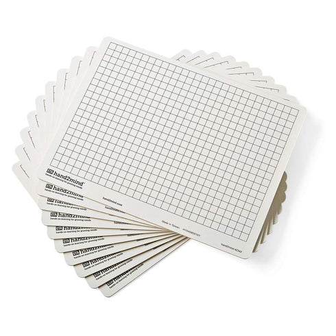 hand2mind Double-Sided Centimeter Grid White Boards, Pack of 10, Portable Dry Erase Boards