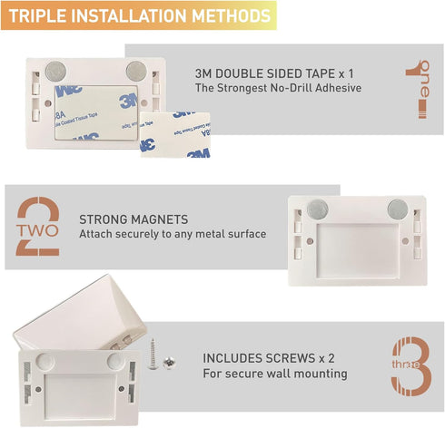 RADIXIUM 2 Pack 3-Way White Motion Sensor Keyhole Light - Automatic on/Off Infrared LED, Suitable for Front Doors